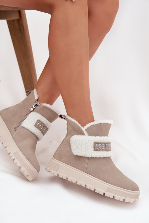 Sněhule Dámské podpatky Z Naturalnego Zamszu se zateplením Lee Cooper LCJ-25-01-3739 šedá Sněhule Dámské podpatky Z Naturalnego Zamszu se zateplením Lee Cooper LCJ-25-01-3739 šedá