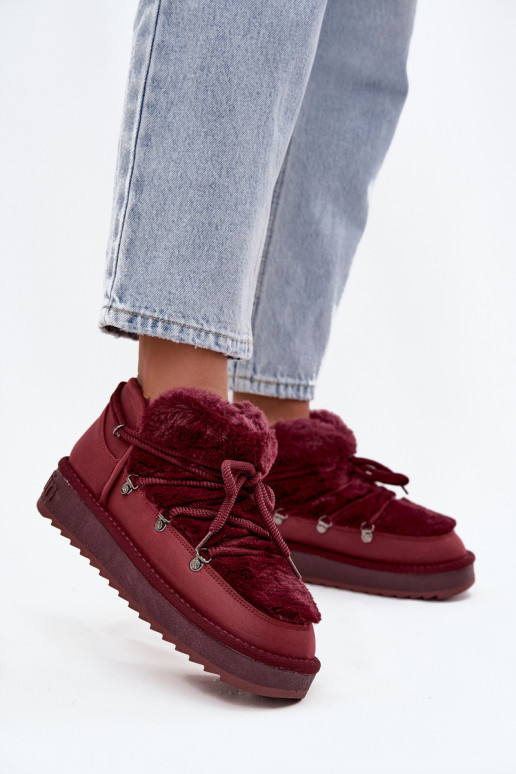 Sněhule s platformou s kožešinou D.Franklin DFSH370011 vínová  Sněhule s platformou s kožešinou D.Franklin DFSH370011 vínová