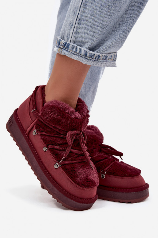 Sněhule s platformou s kožešinou D.Franklin DFSH370011 vínová  Sněhule s platformou s kožešinou D.Franklin DFSH370011 vínová