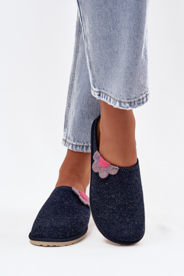 Pantofle  s květinami Inblu CS000043 tmavě modrá 2
