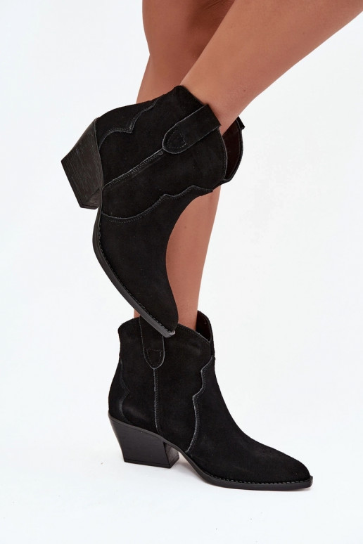 Slip-on vzor Boty v kovbojském stylu  Z Naturalnego Zamszu Černé Beretta