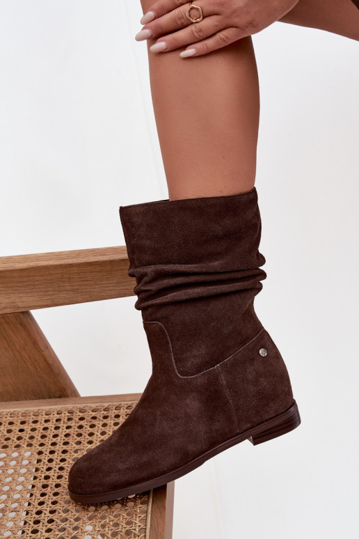 Semišové boty   zateplené  K7211-02 Czekoladowe  Semišové boty   zateplené  K7211-02 Czekoladowe