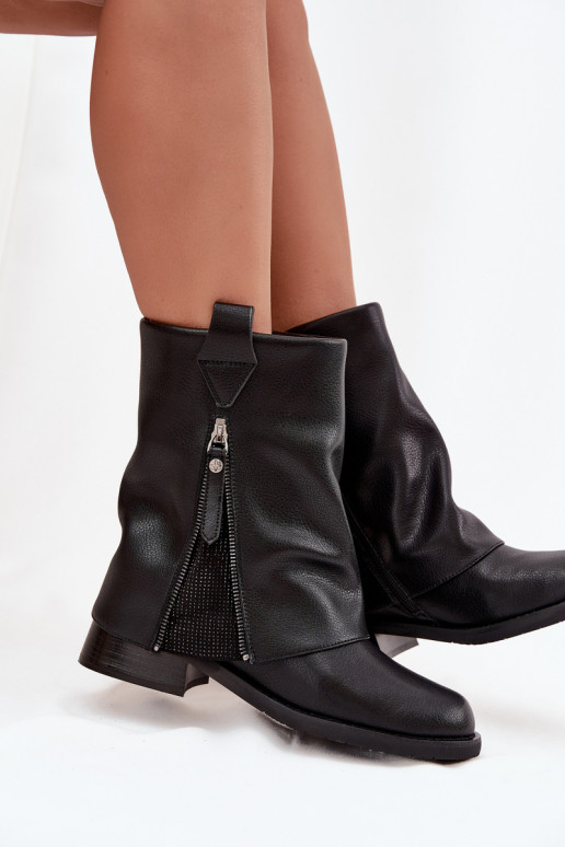 Dřeváky  Z Wywiniętą Cholewką   K7213-01 Černé Dřeváky  Z Wywiniętą Cholewką   K7213-01 Černé