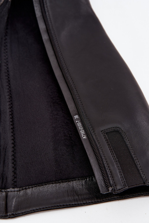 zateplené dámské dlouhé boty s podpatky  A7165-01 Černé  zateplené dámské dlouhé boty s podpatky  A7165-01 Černé