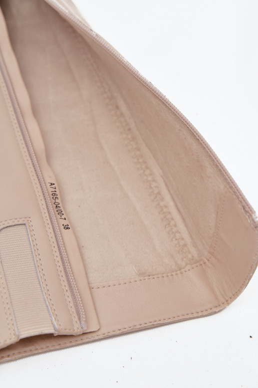 zateplené dámské dlouhé boty s podpatky  A7165-04 béžové  zateplené dámské dlouhé boty s podpatky  A7165-04 béžové