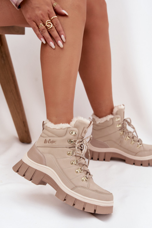 zateplené boty  Lee Cooper LCJ-25-31-3910 béžové zateplené boty  Lee Cooper LCJ-25-31-3910 béžové