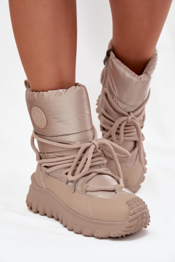 Sněhule s platformou Lee Cooper LCJ-25-12-3663 béžové-zlaté barvy