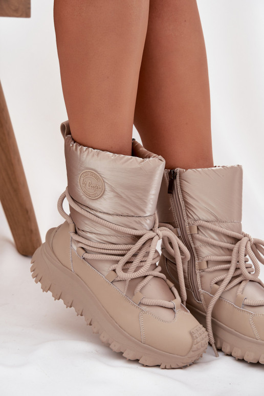 Sněhule s platformou Lee Cooper LCJ-25-12-3663 béžové-zlaté barvy  Sněhule s platformou Lee Cooper LCJ-25-12-3663 béžové-zlaté barvy