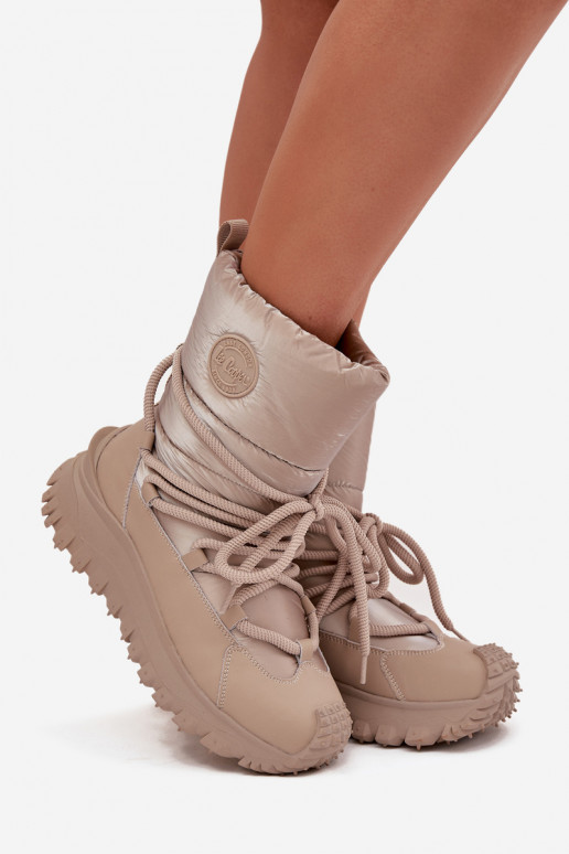 Sněhule s platformou Lee Cooper LCJ-25-12-3663 béžové-zlaté barvy  Sněhule s platformou Lee Cooper LCJ-25-12-3663 béžové-zlaté barvy