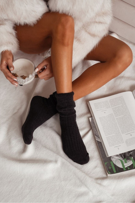 Ponožky  Wełniane s alpakami Černé Ponožky  Wełniane s alpakami Černé