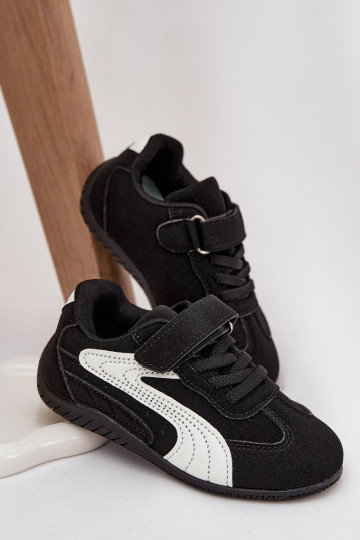 boty Dětské tenisky Z s lepeným zapínánímem Černé a-bílé Perrin