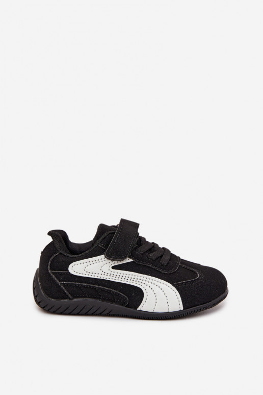 boty Dětské tenisky Z s lepeným zapínánímem Černé a-bílé Perrin
