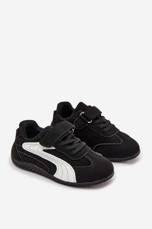 boty Dětské tenisky Z s lepeným zapínánímem Černé a-bílé Perrin