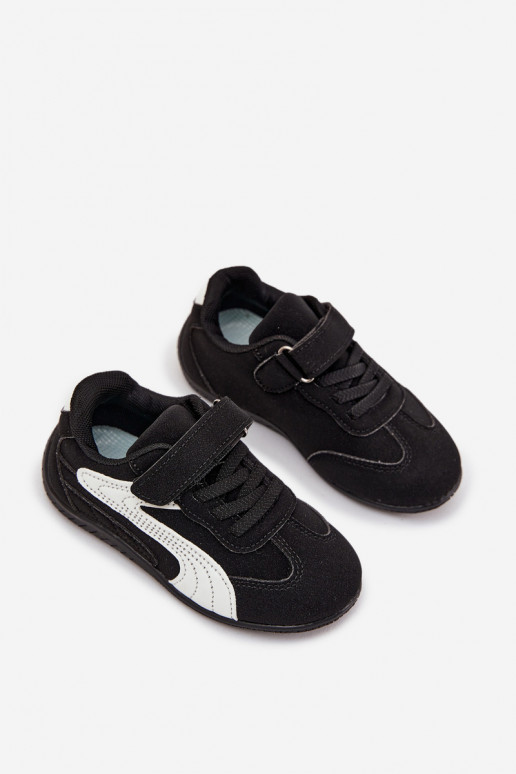 boty Dětské tenisky Z s lepeným zapínánímem Černé a-bílé Perrin