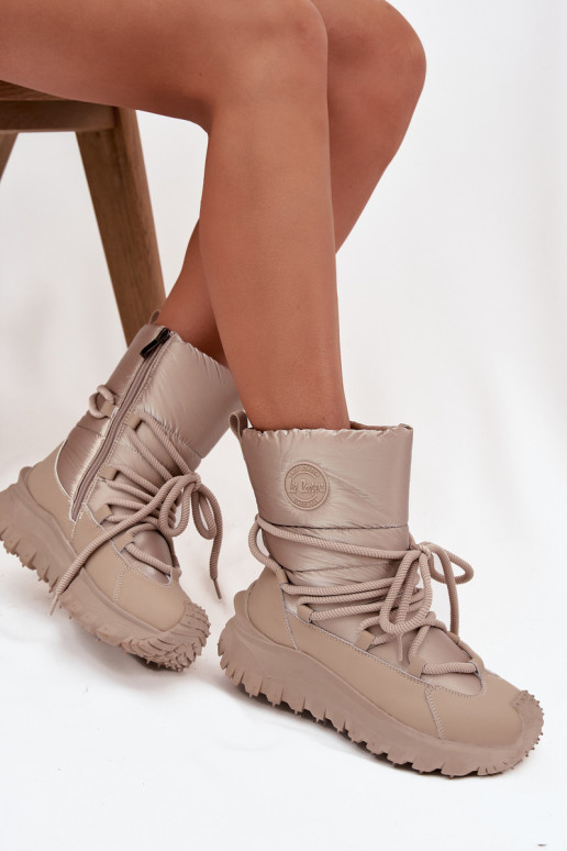  Sněhule s platformou Lee Cooper LCJ-25-12-3663 béžové-zlaté barvy