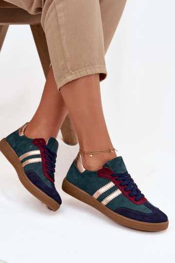 Zazoo N1068 ze semiše  Tenisky  Butelkowa Zieleń