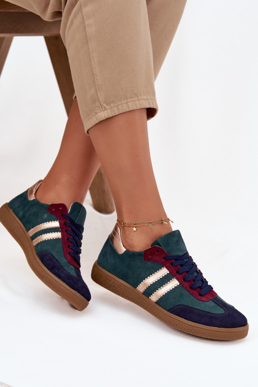 Zazoo N1068 ze semiše  Tenisky  Butelkowa Zieleń