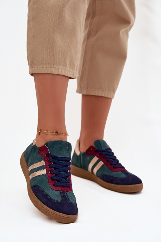 Zazoo N1068 ze semiše  Tenisky  Butelkowa Zieleń