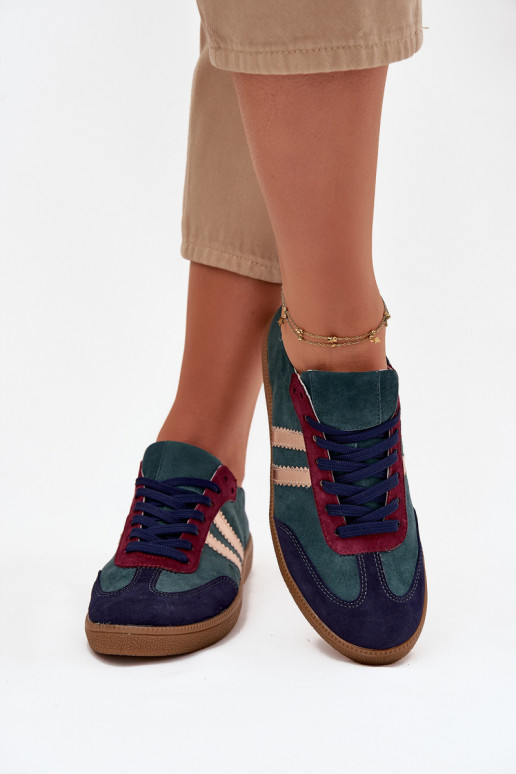 Zazoo N1068 ze semiše  Tenisky  Butelkowa Zieleń