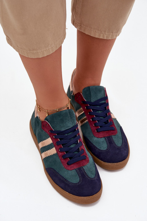 Zazoo N1068 ze semiše  Tenisky  Butelkowa Zieleń