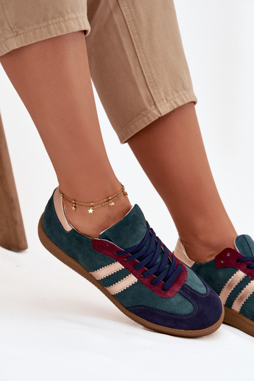 Zazoo N1068 ze semiše  Tenisky  Butelkowa Zieleń