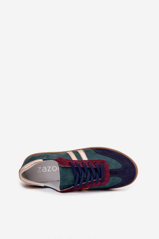 Zazoo N1068 ze semiše  Tenisky  Butelkowa Zieleń