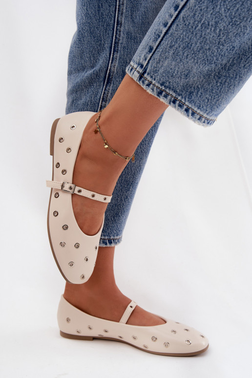 baleríny  Ze stříbrné barvymi Elementami béžové Marivon