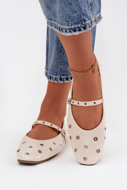 baleríny  Ze stříbrné barvymi Elementami béžové Marivon