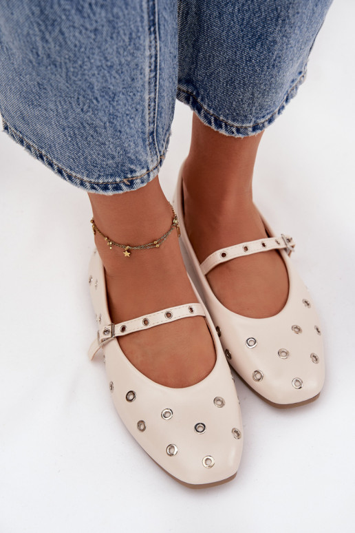 baleríny  Ze stříbrné barvymi Elementami béžové Marivon