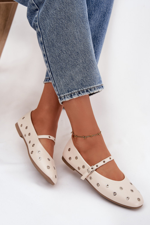 baleríny  Ze stříbrné barvymi Elementami béžové Marivon