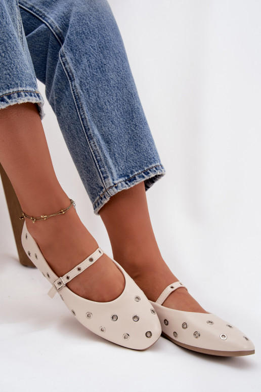 baleríny  Ze stříbrné barvymi Elementami béžové Marivon