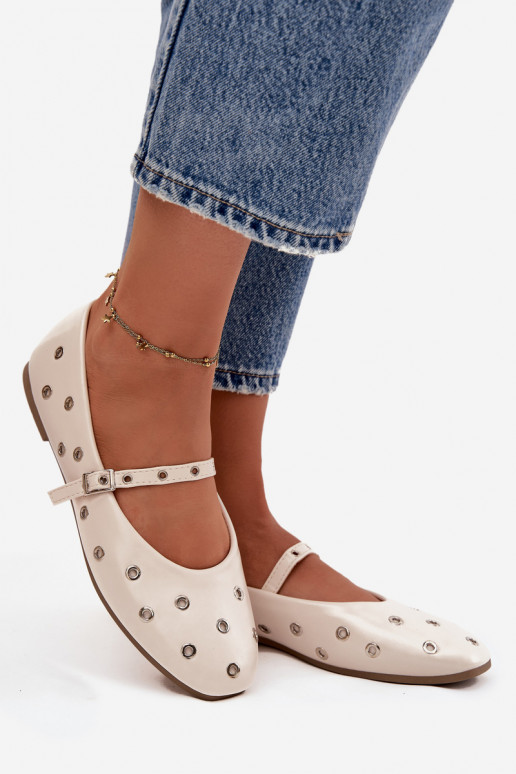 baleríny  Ze stříbrné barvymi Elementami béžové Marivon