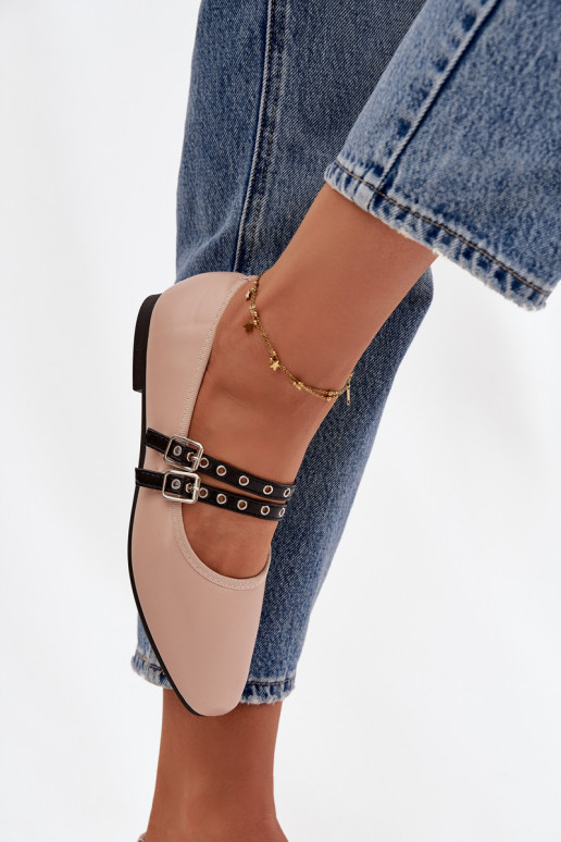 baleríny  s pruhy béžové Deliora