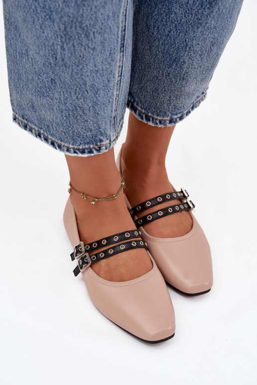 baleríny  s pruhy béžové Deliora