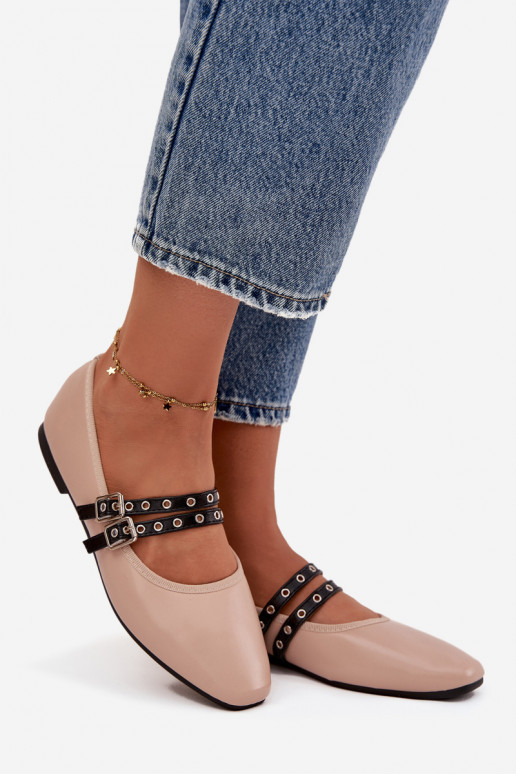 baleríny  s pruhy béžové Deliora