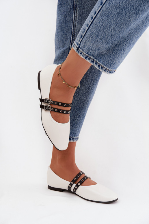 baleríny  s pruhy bílé Deliora