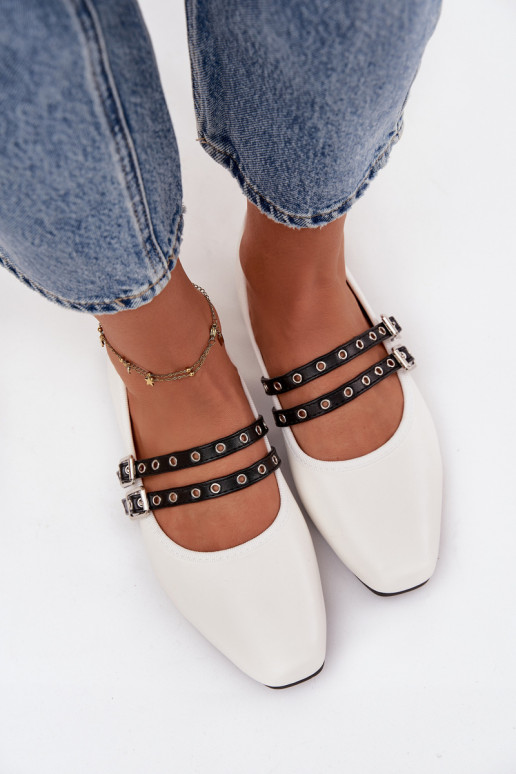 baleríny  s pruhy bílé Deliora