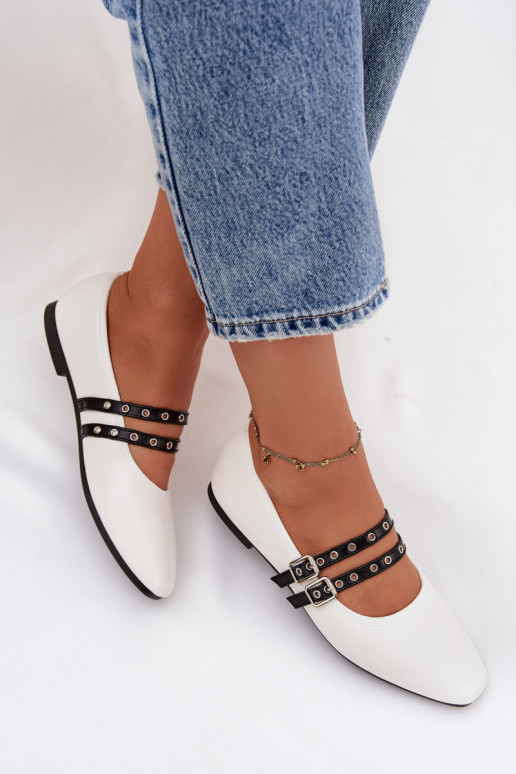 baleríny  s pruhy bílé Deliora