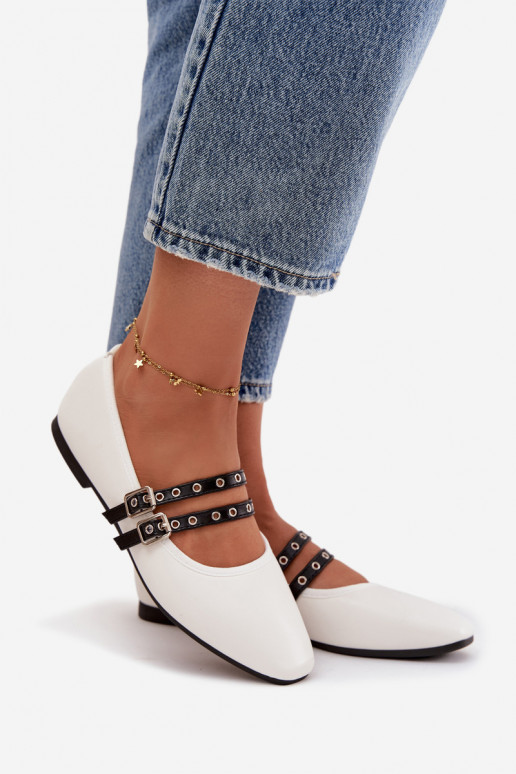 baleríny  s pruhy bílé Deliora