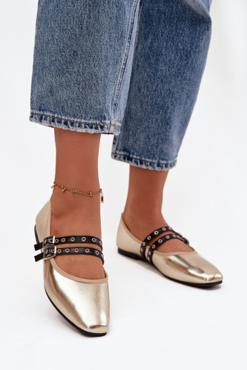 baleríny  s pruhy zlaté barvy Deliora 2