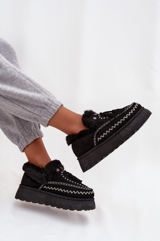 Sněhule  s platformou s kožešinou  Černé Ferayne