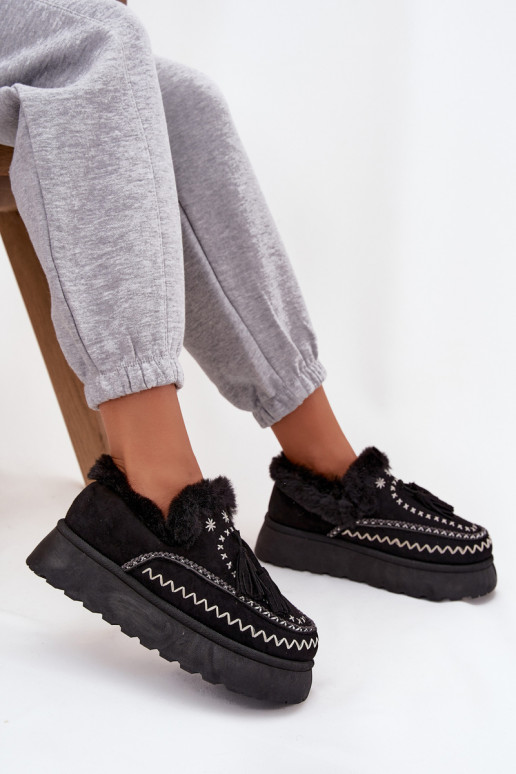 Sněhule  s platformou s kožešinou  Černé Ferayne