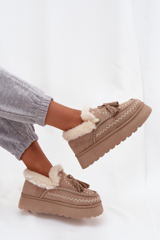 Sněhule  s platformou s kožešinou  béžové Ferayne