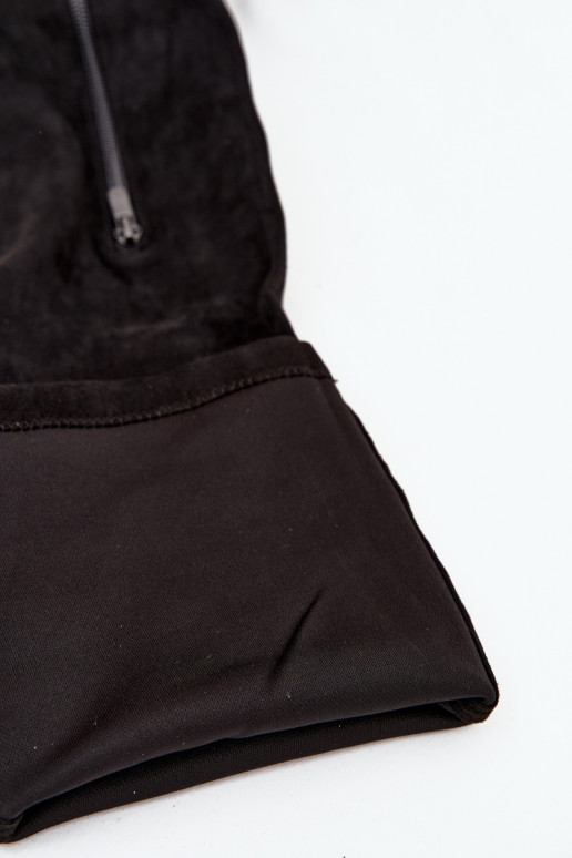 dlouhé boty s podpatky a platformou nad kolena z eko semišeowe Černé Amareen