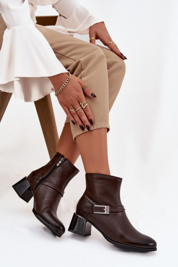 Dřeváky  s podpatky s přezkami Zazoo 60562 Czekoladowe