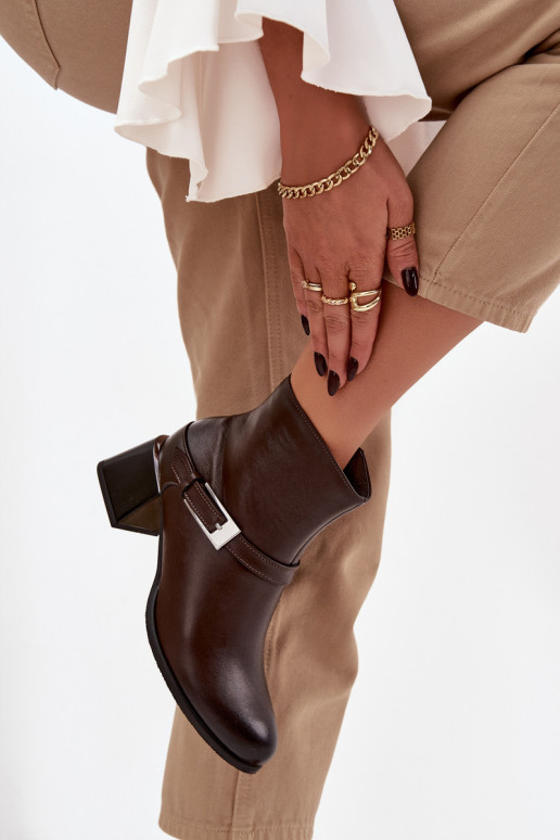 Dřeváky  s podpatky s přezkami Zazoo 60562 Czekoladowe