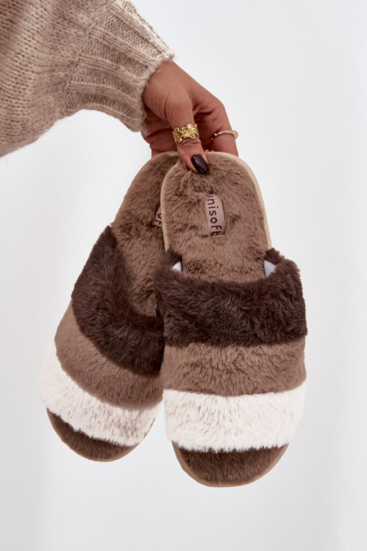  Pantofle  s pruhy hnědá Tahlisse