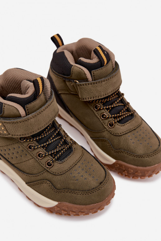 turistické boty Dětské se samolepicími uzávěry khaki Pavisse