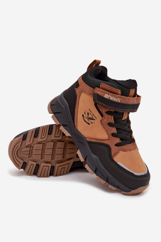 zimní boty  Dětské se samolepicími uzávěry zateplené hnědáMiravie