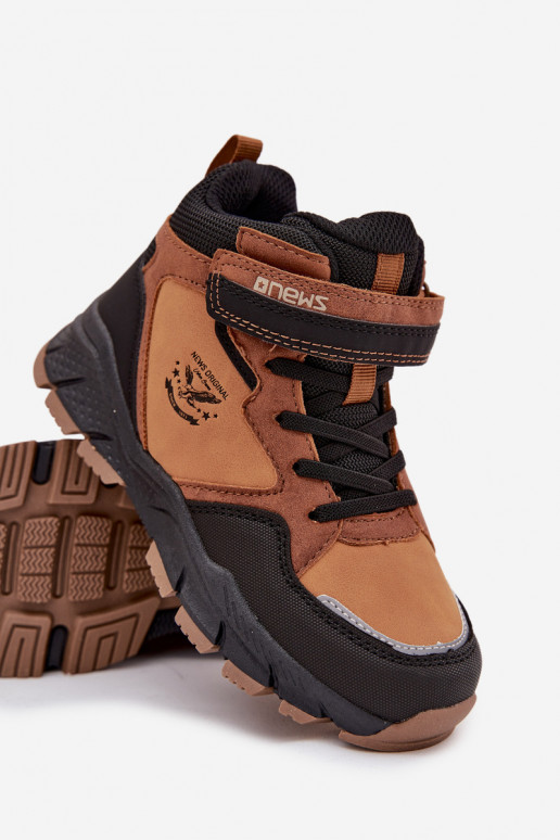 zimní boty  Dětské se samolepicími uzávěry zateplené hnědáMiravie